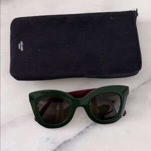 Celine Green and Red Cat-Eye Sunglasses